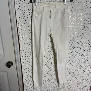 Mother High Waisted Looker Ankle Fray Women's White Jeans